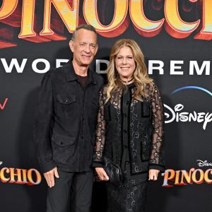 Tom Hanks et sa femme Rita Wilson au photocall de la première mondiale du film Pinocchio (Disney) au Walt Disney Studios à Burbank le 7 septembre 2022.