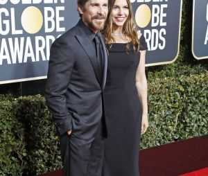 Christian Bale et sa femme Sibi Blazic au photocall de la 76ème cérémonie annuelle des Golden Globe Awards au Beverly Hilton Hotel à Los Angeles, Californie, Etats-Unis, le 6 janver 2019.