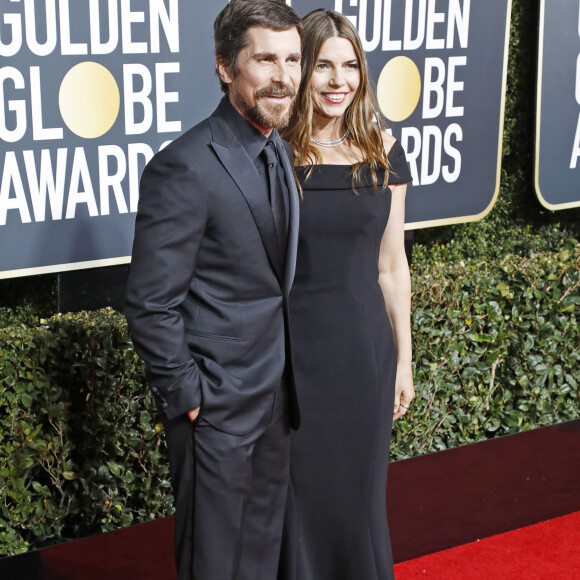 Christian Bale et sa femme Sibi Blazic au photocall de la 76ème cérémonie annuelle des Golden Globe Awards au Beverly Hilton Hotel à Los Angeles, Californie, Etats-Unis, le 6 janver 2019.