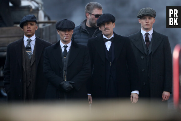 Cillian Murphy qui interprète le rôle de Thomas Shelby sur le tournage de la nouvelle série ''Peaky Blinders'' diffusée sur BBC à Liverpool, le 20 mars 2017.