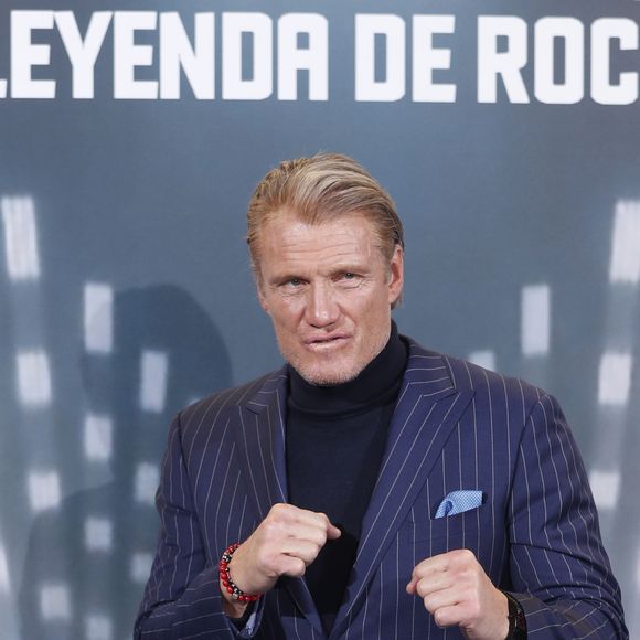 L'acteur Dolph Lundgren au photocall de "Creed II" à Madrid, le 17 janvier 2019. 