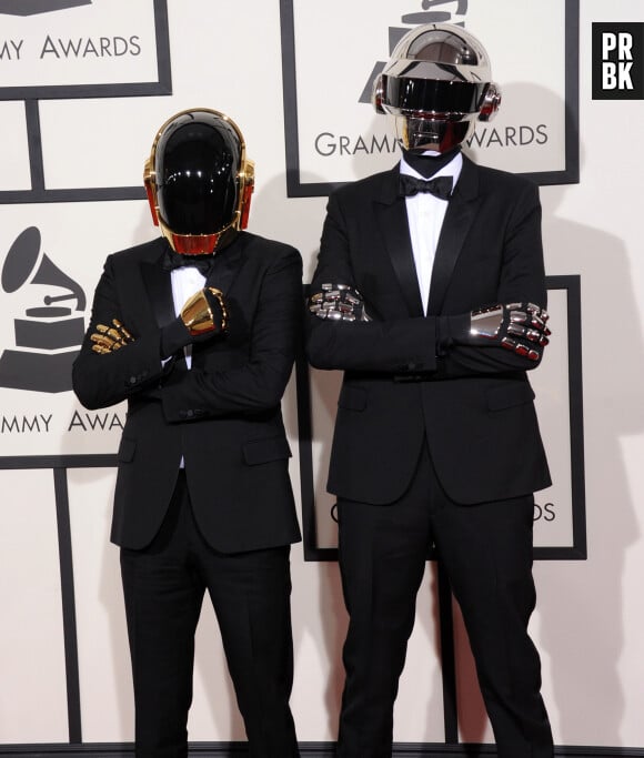 Ils sont le centre de toutes les attentions.
Daft Punk (Thomas Bangalter et Guy-Manuel de Homem-Christo) - 56eme ceremonie des Grammy Awards a Los Angeles le 26 janvier 2014.