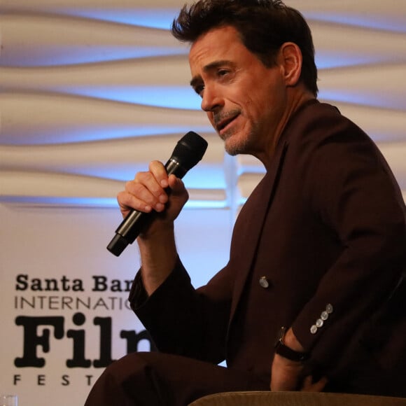 Santa Barbara, CA - Robert Downey Jr. Thanks his Wife Susan, Rob Lowe, and Cillian Murphy as He Accepts the 2024 Santa Barbara Film Festival Honor. Pictured: Robert Downey Jr. 
