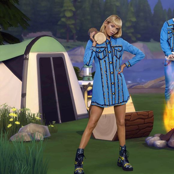 La campagne de Moschino avec des models transformés en personnages de jeux video, ici inspirés des Sims