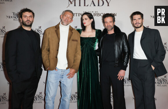 Pio Marmaï, Vincent Cassel, Eva Green, Romain Duris et François Civil - Première du film "Les Trois Mousquetaires: Milady" au Grand Rex à Paris le 10 décembre 2023. © Coadic Guirec-Dominique Jacovides /Bestimage