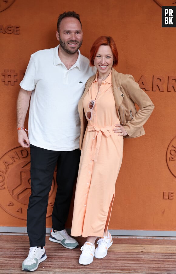 Vincent Bidal et sa compagne Natasha St-Pier - Les célébrités au village lors des Internationaux de France de tennis de Roland Garros 2024 à Paris. Le 28 mai 2024. © Jacovides-Moreau / Bestimage