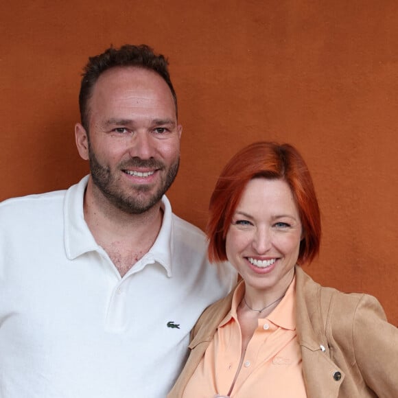 Vincent Bidal et sa compagne Natasha St-Pier - Les célébrités au village lors des Internationaux de France de tennis de Roland Garros 2024 à Paris. Le 28 mai 2024. © Jacovides-Moreau / Bestimage