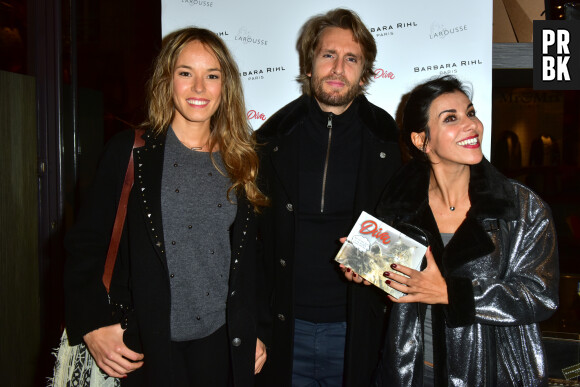 Philippe Lacheau avec sa compagne Elodie Fontan et Reem Kherici lors de la présentation du livre de R. Khereci "Diva", inspiré par son chat, à la boutique Barbara à Paris. © Giancarlo Gorassini/Bestimage