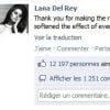 Lana Del Rey remercie ses fans sur Facebook