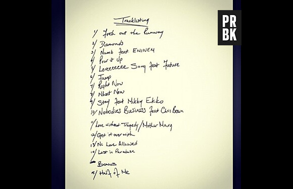 Rihanna a dévoilé sa tracklist officielle !
