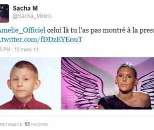 Sacha s'est moqué des oreilles légèrements décollées d'Amélie sur Twitter...