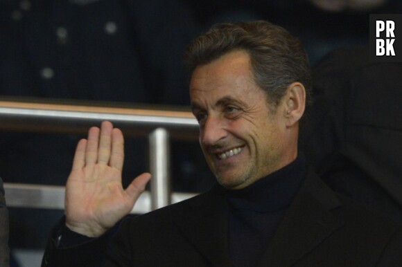 Nicolas Sarkozy venu en grand supporter du PSG au parc des Princes le 29 mars 2013