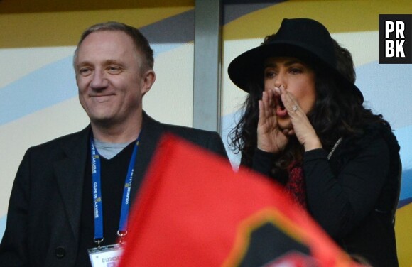 Salma Hayek a tout donné pour le Stade Rennais, samedi 20 avril 2013 au Stade de France
