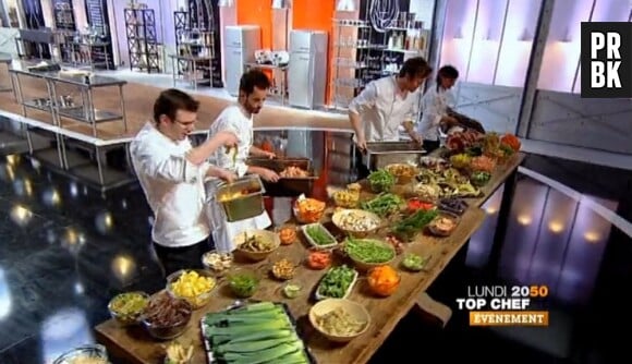 Epluchures et carcasses pour les candidats, en demi finale de Top Chef 2013