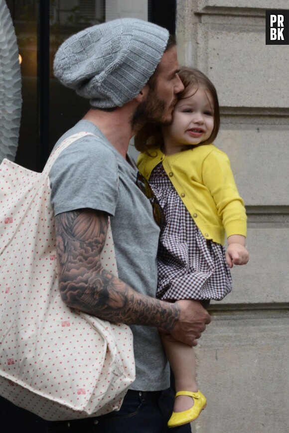 David Beckham a fait plein de bisous à sa petite Harper