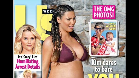 Kim Kardashian enceinte : en bikini en couverture de US Weekly
