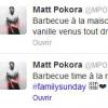 M. Pokora partage son barbecue familial avec ses fans sur Twitter.