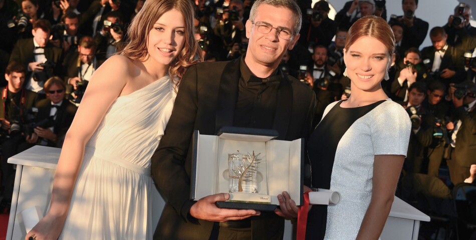 La Vie d&#039;Adèle : Abdellatif Kechiche, Léa Seydoux et Adèle Exarchopoulos au festival de Cannes 2013