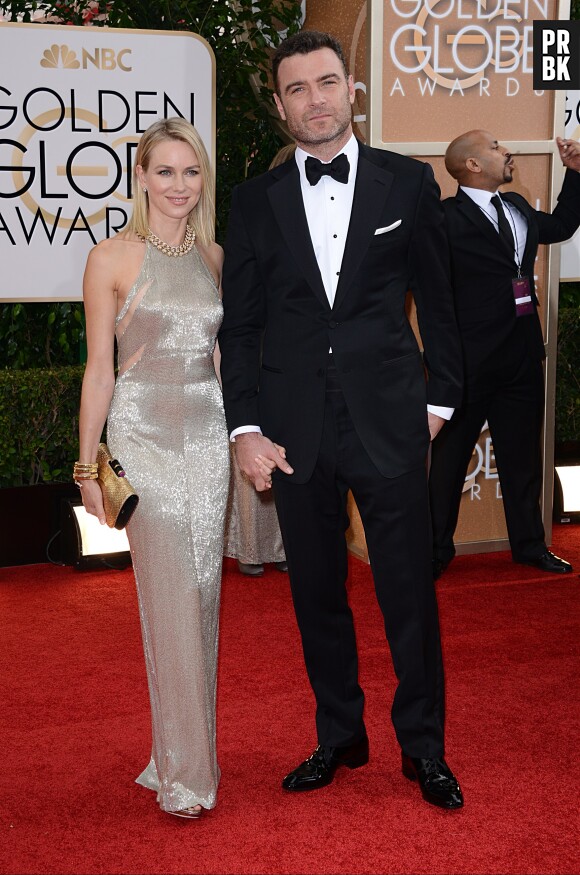 Golden Globes 2014 : Liev Schreiber et sa femme Naomie Watts sur le tapis-rouge le 12 janvier 2014 à Los Angeles