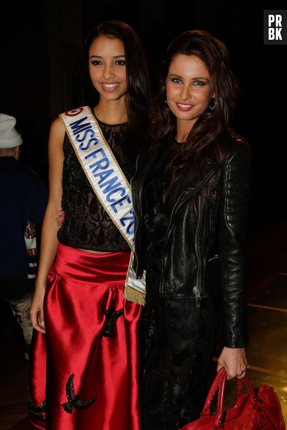 La Fouine, Flora Coquerel (Miss FRance 2014), Malika Ménard au défilé Oscar Carvallo à la Fashion Week de Paris, le 21 janvier 2014