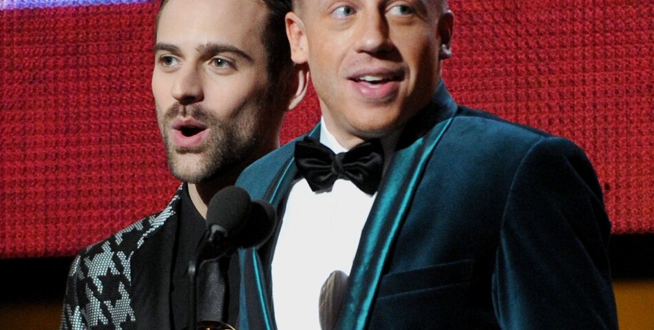 Grammy Awards 2014 : Mackelmore &amp;amp; Ryan Lewis sur scène lors de la cérémonie qui s&#039;est déroulée le 26 janvier 2014 à Los Angeles