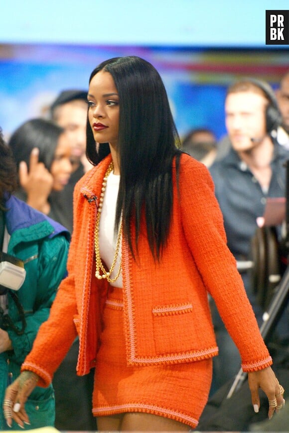 Rihanna : look sage et chic pour une émission tv, le 29 janvier 2014 à New-York