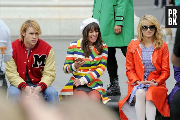 Lea Michele et Dianna Agron sur le tournage de Glee, le 29 avril 2011 à New York