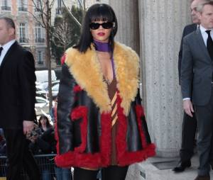 Rihanna au défilé Miu Miu au Palais d'Iéna pendant la Fashion Week de Paris, le 5 mars 2014