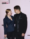  Scarlett Johansson et Romain Dauriac en couple sur le tapis rouge des C&eacute;sar, le 28 f&eacute;vrier 2014 &agrave; Paris 