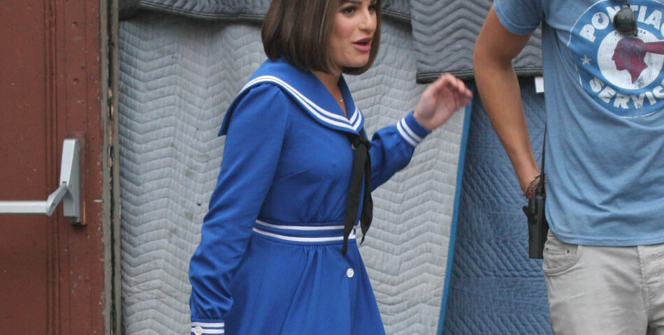 Glee saison 5 : Lea Michele en costume sur le tournage le 10 avril 2014