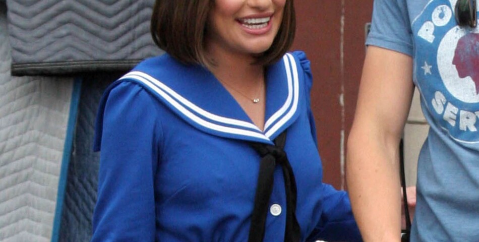 Glee saison 5 : Lea Michele et sa perruque sur le tournage le 10 avril 2014