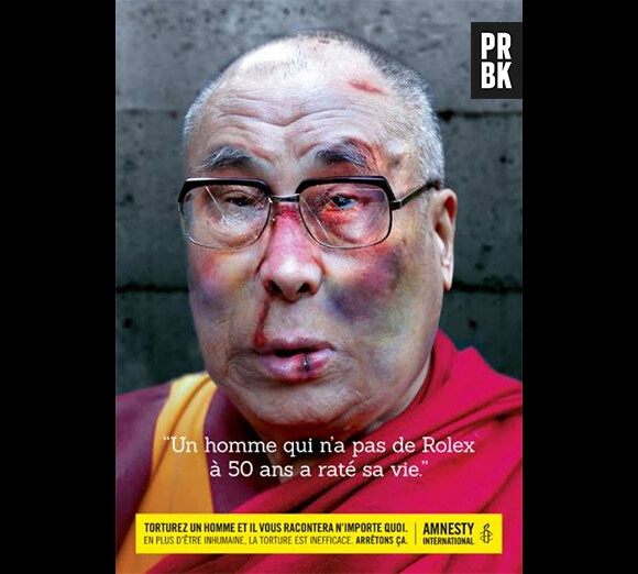 Le Dalaï Lama sous la torture dans une campagne Amnesty International Belgique