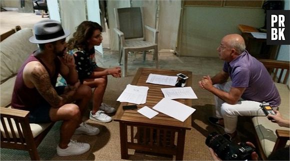 Tal et son petit ami Anthony sur le tournage d'un épisode de Plus Belle La Vie pour France 3, en juillet 2014