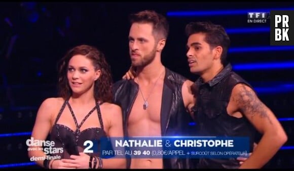 Danse avec les Stars 5 : Nathalie Péchalat, Christian Milette et Christophe Licata lors de la demi-finale le 22 novembre 2014