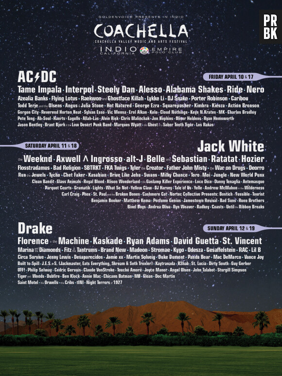 Stromae, AC/DC, Drake, David Guetta... la programmation complète de Coachella 2015