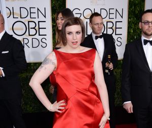 Lena Dunham sur le tapis rouge des Golden Globes, le 11 janvier 2015 à Los Angeles