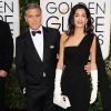 George Clooney et sa femme, Amal Alamuddin, sur le tapis rouge des Golden Globes, le 11 janvier 2015 à Los Angeles