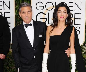 George Clooney et sa femme, Amal Alamuddin, sur le tapis rouge des Golden Globes, le 11 janvier 2015 à Los Angeles