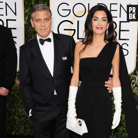 George Clooney et sa femme, Amal Alamuddin, sur le tapis rouge des Golden Globes, le 11 janvier 2015 à Los Angeles