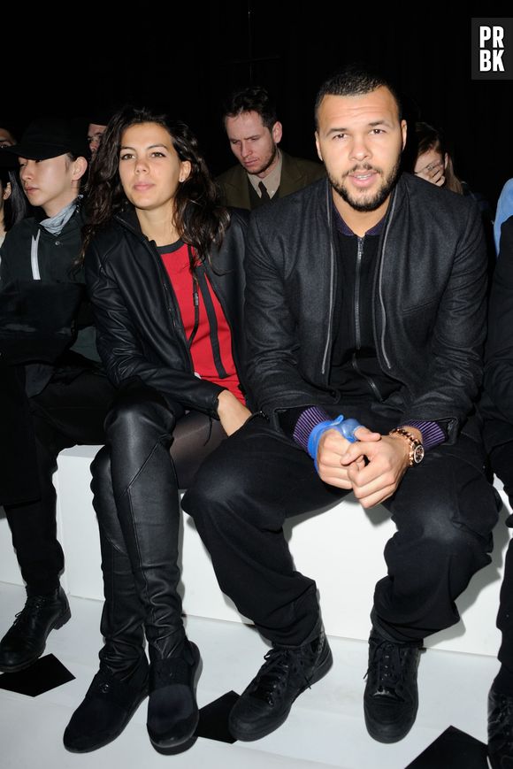 Jo-Wilfried Tsonga et sa petite-amie Noura au défilé Y3, le 25 janvier 2015 à Paris
