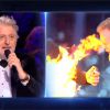 La France a un incroyable talent : Gilbert Rozon et Stevie Starr durant la finale de l'émission, le 27 janvier 2015
