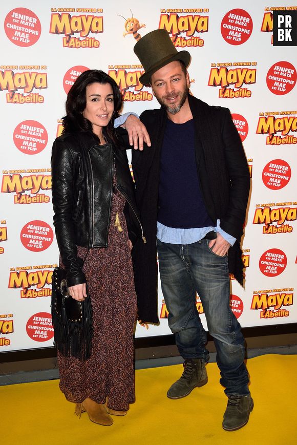 Maya l'abeille :  Jenifer et Christophe Maé complices à l'avant-première du film à Paris le samedi 31 janvier 2015