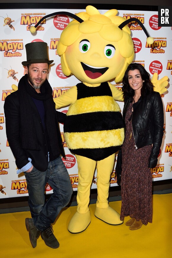 Maya l'abeille :  Jenifer et Christophe Maé complices à l'avant-première du film à Paris le samedi 31 janvier 2015 avec Maya