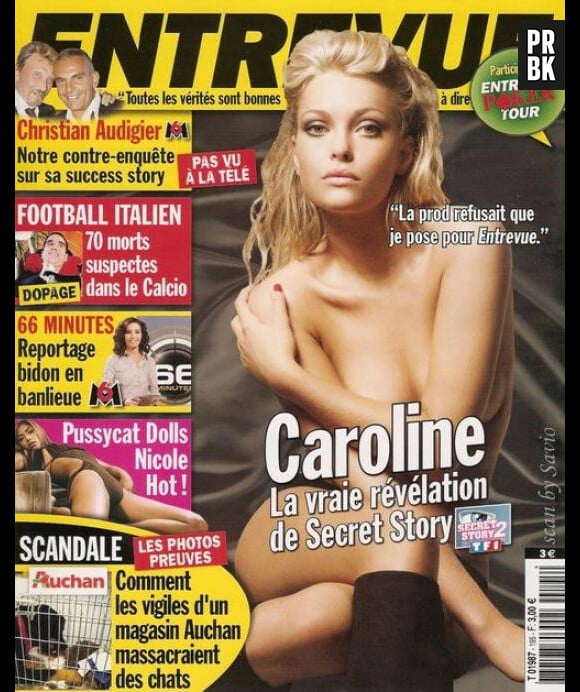 Caroline Receveur à demi nue en Une du magazine Entrevue d'octobre 2008
