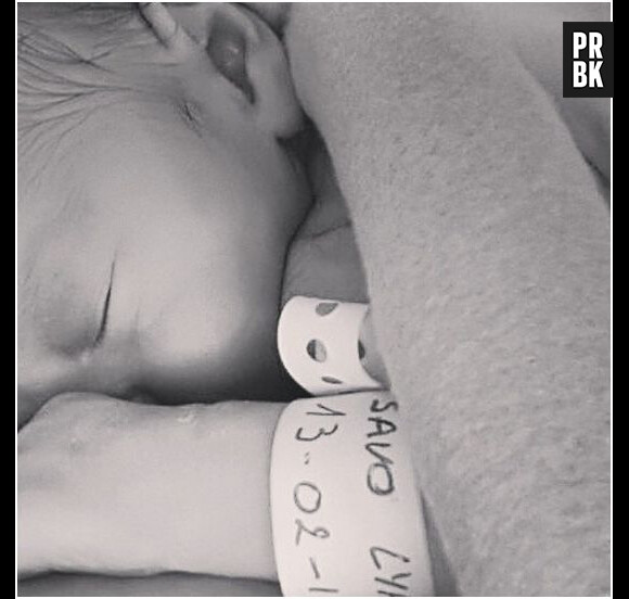 Stéphanie Clerbois maman : photo de naissance de son bébé Lyam, le 15 février 2015 sur Instagram