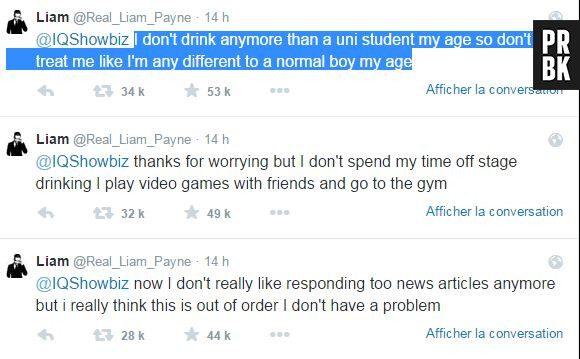 Liam Payne dément les rumeurs d'alcoolisme sur Twitter