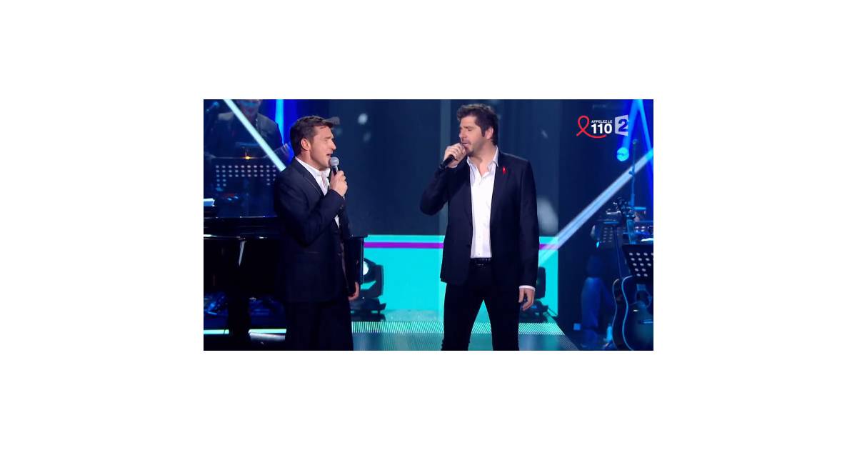 Benjamin Castaldi et Patrick Fiori en duo pour le Sidaction, le 28 mars 2015 sur France2 - Purebreak