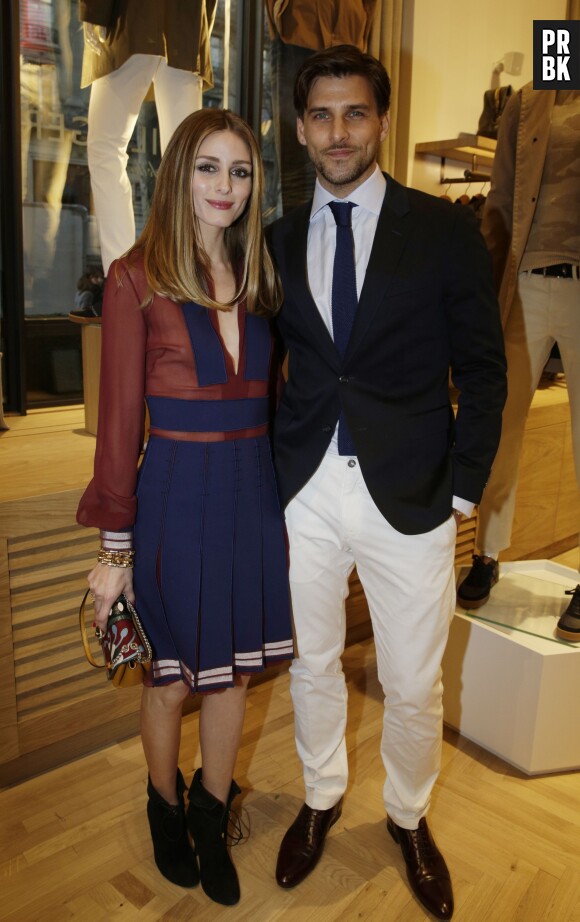Olivia Palermo et son mari à l'ouverture de la boutique Tommy Hilfiger à Paris le 31 mars 2015