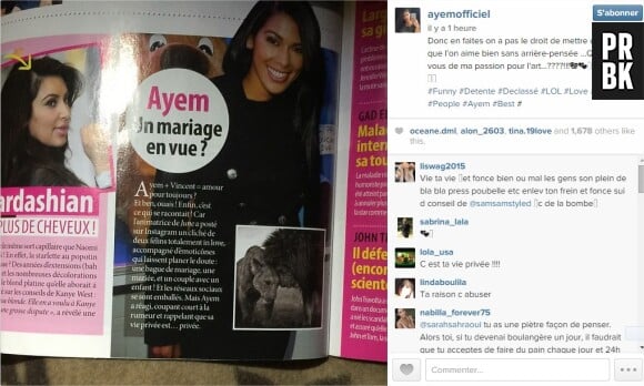 Ayem Nour : un magazine people annonce son mariage, elle dément sur Instagram