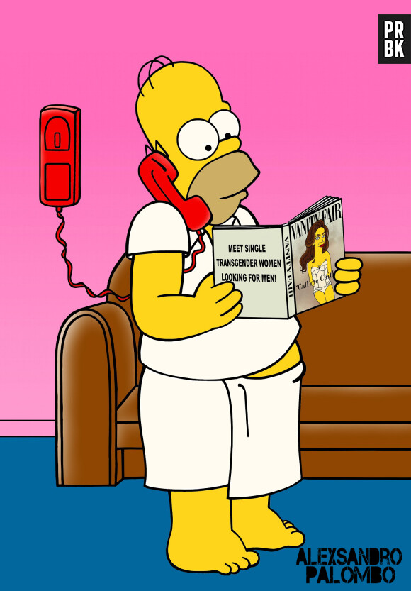 Homer lit le Vanity Fair avec Caitlyn Jenner en couverture dans une nouvelle série de détournements de l'artiste aleXsandro Palombo